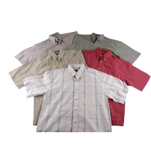 Lot of 5 Van Heusen Short Sleeve Button Down Shirts Men Size M 15-15 1/2 Used - Picture 1 of 16